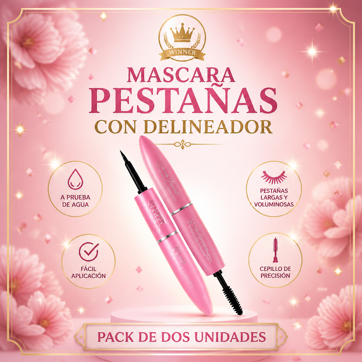 Máscara de pestañas con delineador — pack de 2
