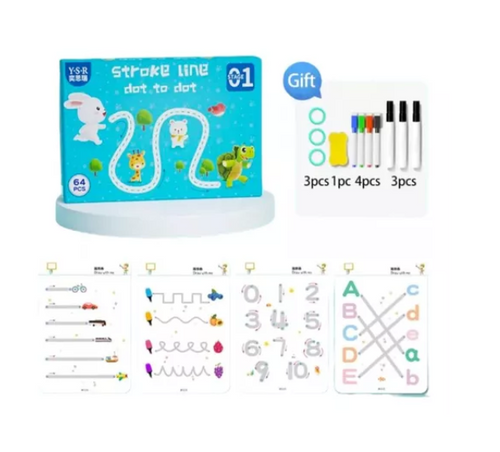 Libro Montessori de trazos reutilizable