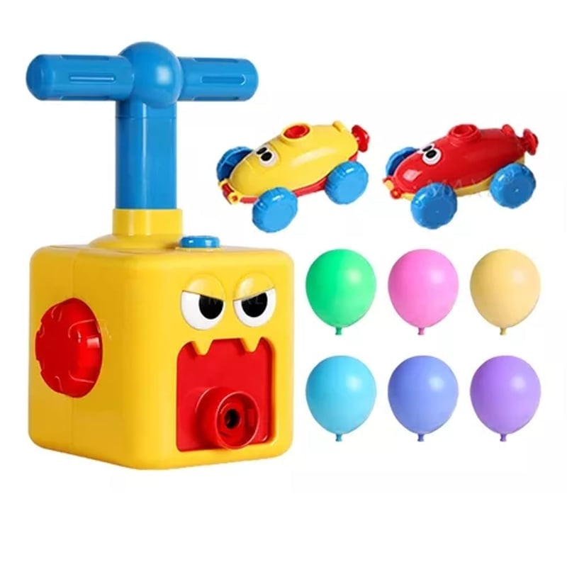 Juguete con inflador de globos y autos de impulso