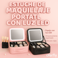 Estuche de maquillaje portátil con espejo LED