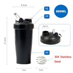 Portable 1pc Protein Shaker 600ml Fitness Bottle with Wire Whisk Ball for Fitness Enthusiasts Athletes Perfect For Outdoor Gym