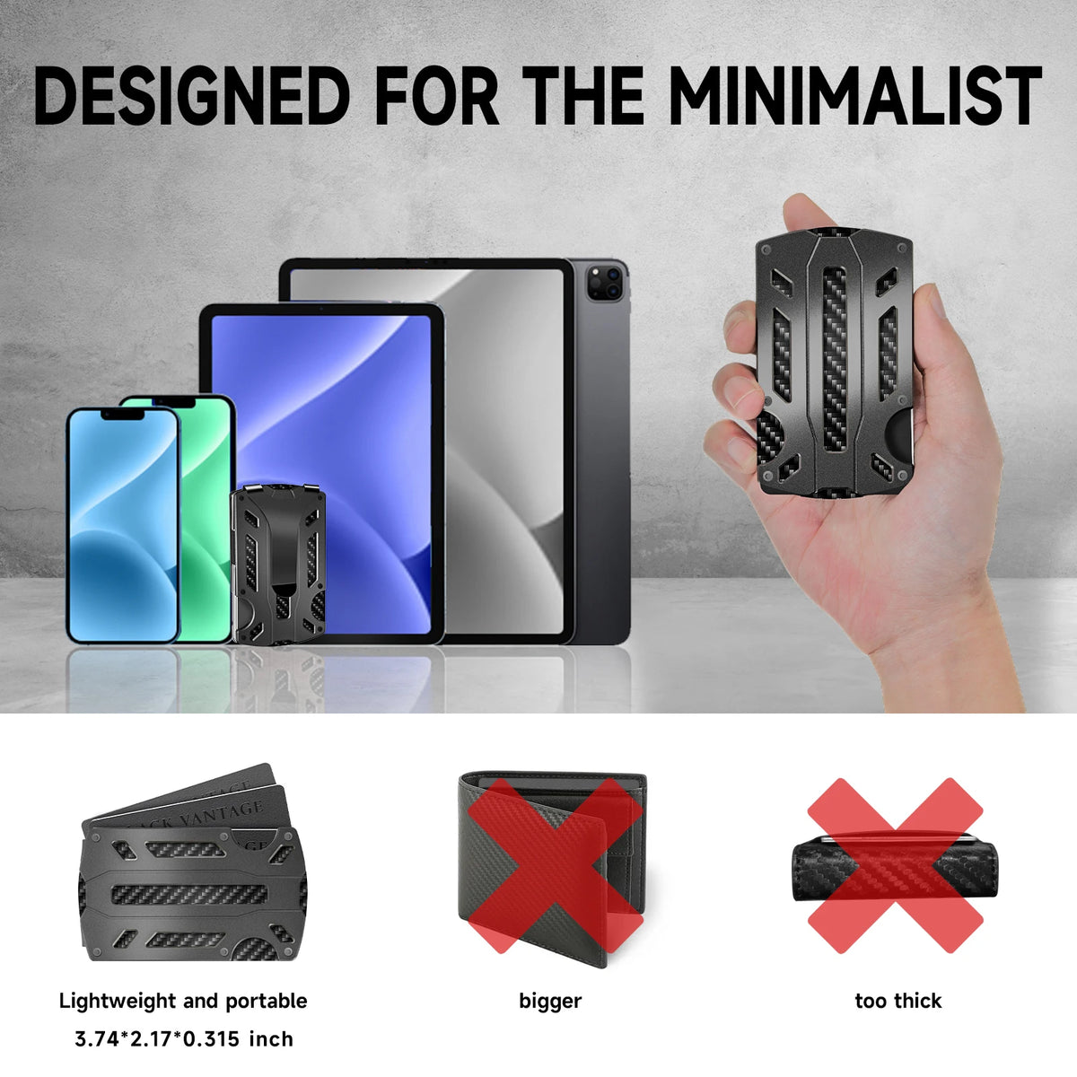 Wallet for Men & Women with Money Clip or Cash Strap - RFID Blocking Metal Wallet - Scratch Resistant Slim Card Holder Wallet