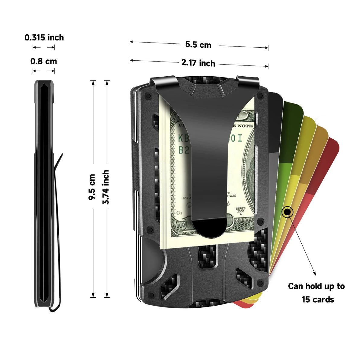 Wallet for Men & Women with Money Clip or Cash Strap - RFID Blocking Metal Wallet - Scratch Resistant Slim Card Holder Wallet