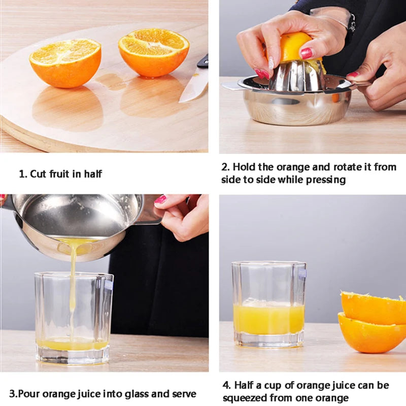 Portable Lemon Orange Manual Fruit Juicer Stainless Steel Kitchen Accessories Tools Citrus 100% Hand Pressed Juice Maker