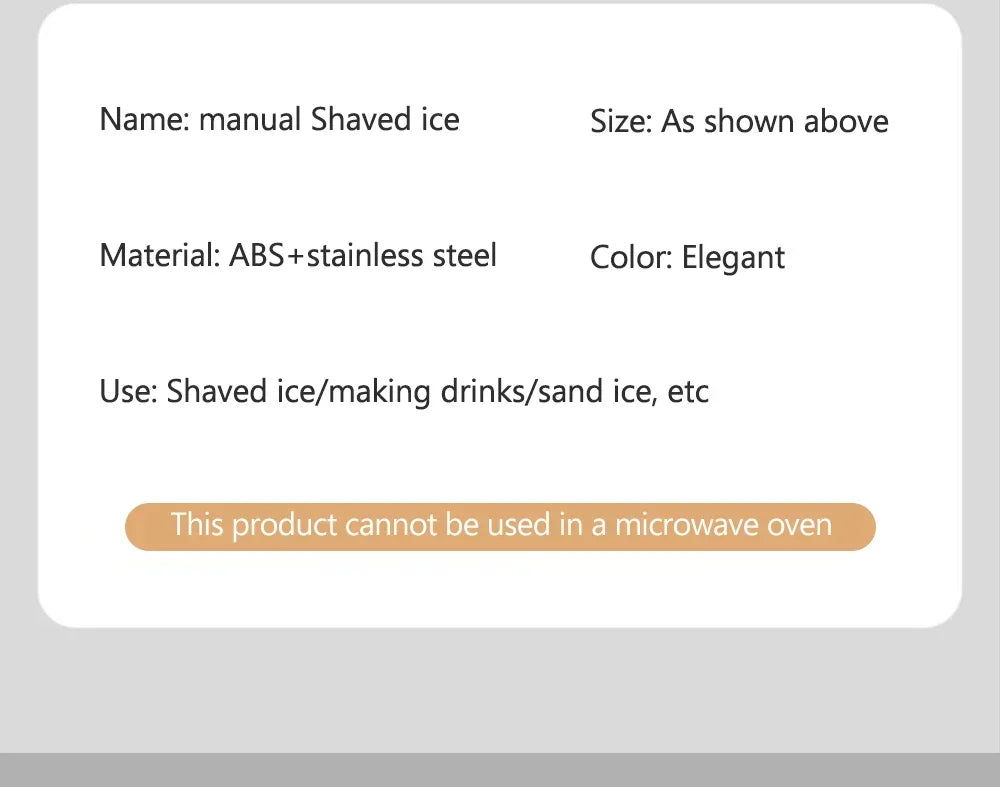 Mini Ice Crusher Portable Shaved Ice Machine Hand Operated Shaved Ice Milkshake Maker Household Smoothie Machine Kitchen Tool