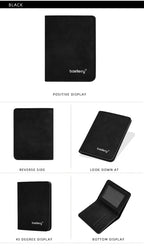 Baellerry Men's Thin Sanded Leather Wallet Casual Business Multi-Function Bifold Driver's License Card Holder Short Wallet