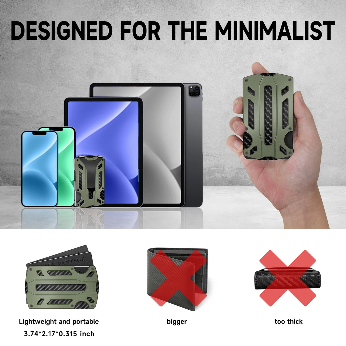 Wallet for Men & Women with Money Clip or Cash Strap - RFID Blocking Metal Wallet - Scratch Resistant Slim Card Holder Wallet