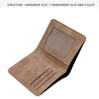 Baellerry Men's Thin Sanded Leather Wallet Casual Business Multi-Function Bifold Driver's License Card Holder Short Wallet