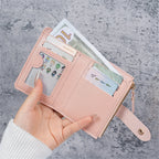 Wallet new button wallet female solid color wallet thin ladies wallet card clip short coin purse cross-border wholesale