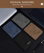 Baellerry Men's Thin Sanded Leather Wallet Casual Business Multi-Function Bifold Driver's License Card Holder Short Wallet