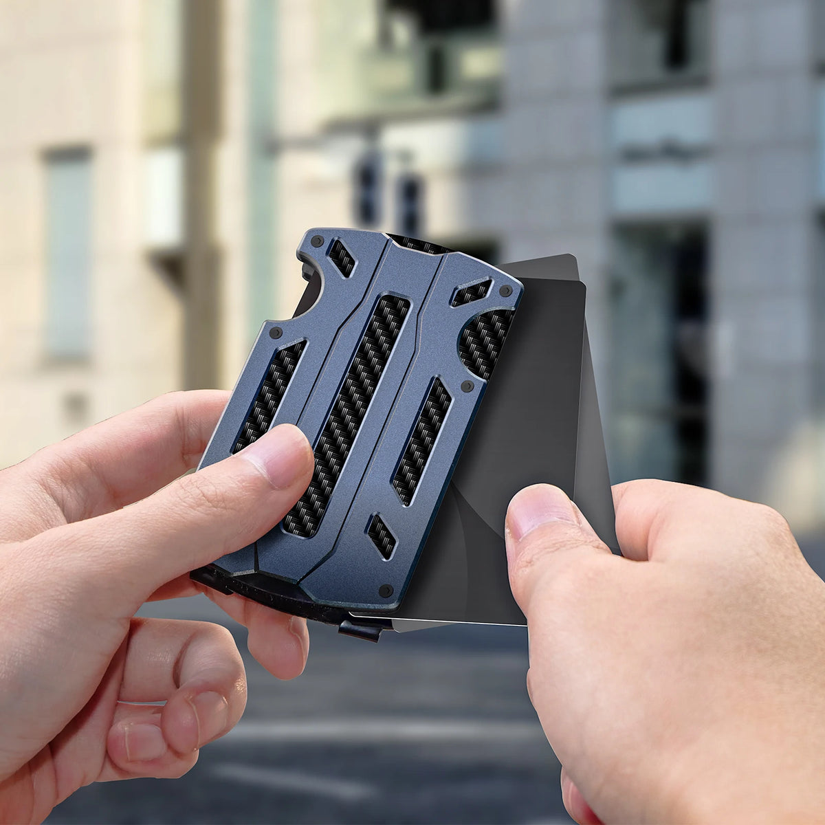Wallet for Men & Women with Money Clip or Cash Strap - RFID Blocking Metal Wallet - Scratch Resistant Slim Card Holder Wallet