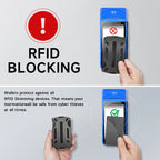 Wallet for Men & Women with Money Clip or Cash Strap - RFID Blocking Metal Wallet - Scratch Resistant Slim Card Holder Wallet