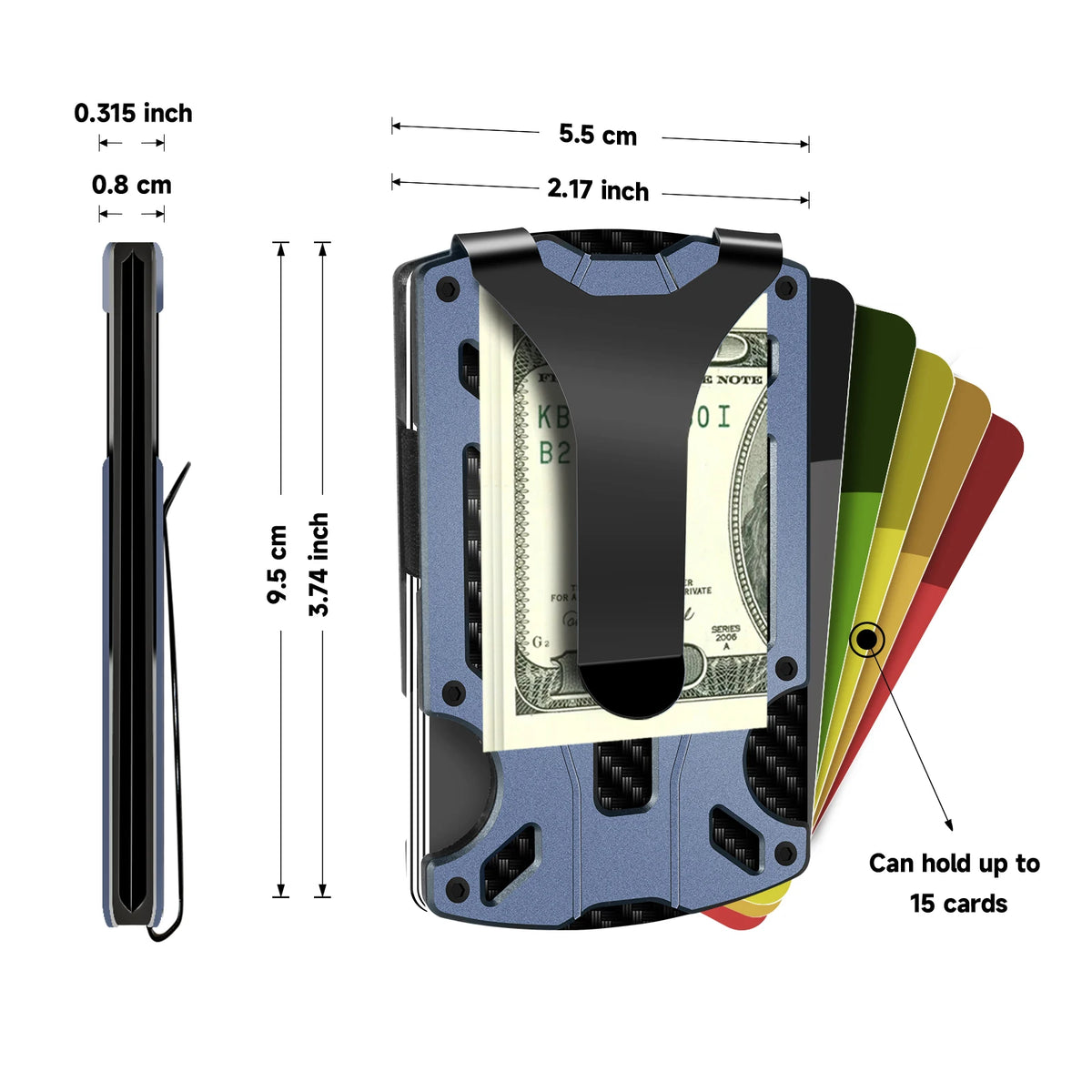 Wallet for Men & Women with Money Clip or Cash Strap - RFID Blocking Metal Wallet - Scratch Resistant Slim Card Holder Wallet