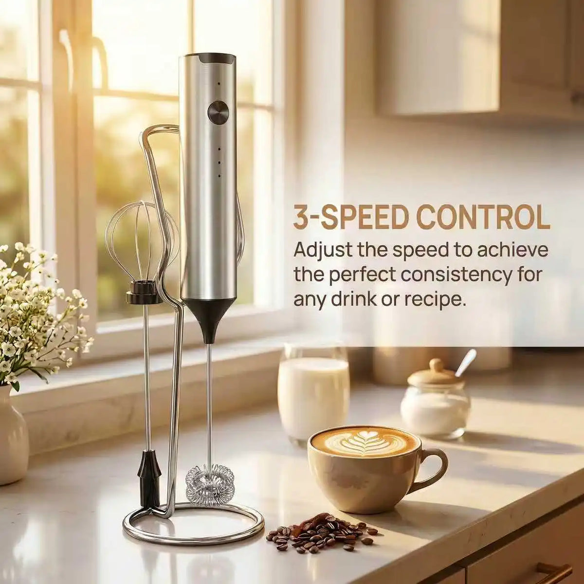 Mini Milk Frother, Electric Milk Frother, Coffee Frother, Household Milk Blender, Handheld Wireless Whipper