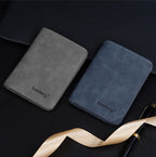 Baellerry Men's Thin Sanded Leather Wallet Casual Business Multi-Function Bifold Driver's License Card Holder Short Wallet