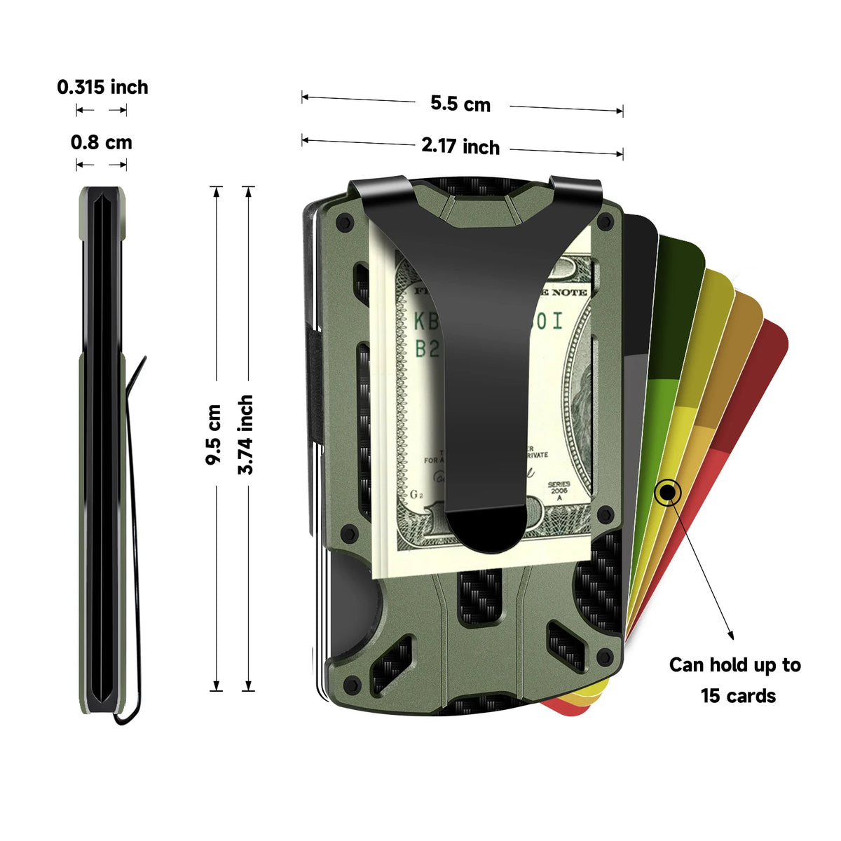 Wallet for Men & Women with Money Clip or Cash Strap - RFID Blocking Metal Wallet - Scratch Resistant Slim Card Holder Wallet