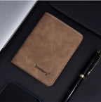 Baellerry Men's Thin Sanded Leather Wallet Casual Business Multi-Function Bifold Driver's License Card Holder Short Wallet