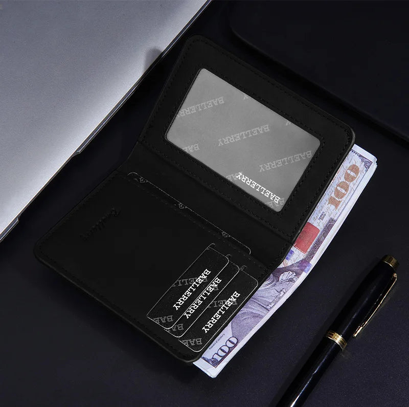 Baellerry Men's Thin Sanded Leather Wallet Casual Business Multi-Function Bifold Driver's License Card Holder Short Wallet