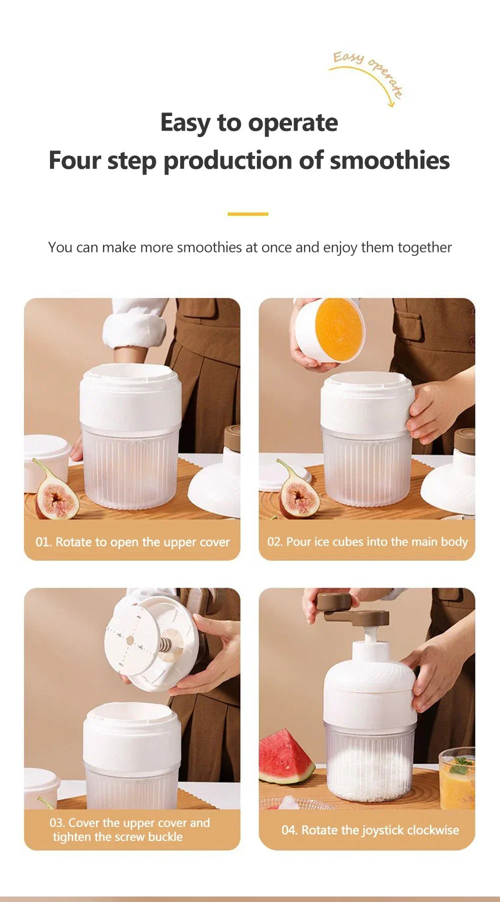 Mini Ice Crusher Portable Shaved Ice Machine Hand Operated Shaved Ice Milkshake Maker Household Smoothie Machine Kitchen Tool