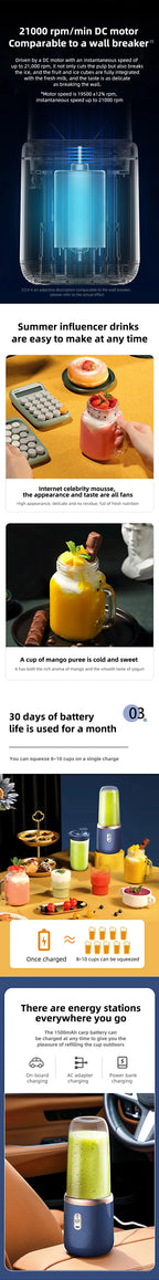 USB Personal Mini Juicer Cup Handheld Travel Blender Portable Single Double Cup for Water Bottles