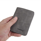 Baellerry Men's Thin Sanded Leather Wallet Casual Business Multi-Function Bifold Driver's License Card Holder Short Wallet